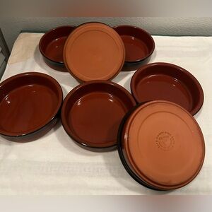 7 Ceramic Terra Cotta Ramekins. (3) 4.25” and (4) Cermer  4.5”.